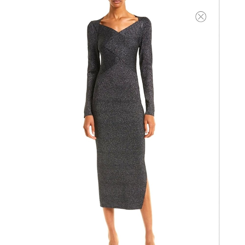 NWT Ted Baker London Tabytha Metallic Long Sleeve Faux Wrap Sweater Dress